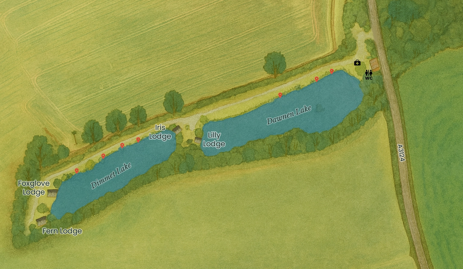 Venn Lakes Site Map - with lake names